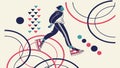 Stylized Runner Silhouette with Abstract Geometry, vector design Generative AI Royalty Free Stock Photo