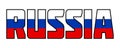 Stylized Russia text with flag