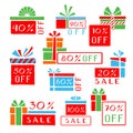 Stylized sale stickers and tags. Pop art hand-drawn set.