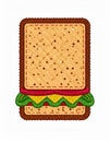 Stylized Sandwich Illustration with Brown Bread and Colorful Vegetables on White Background Royalty Free Stock Photo