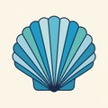 Stylized scallop shell illustration with a gradient design of blues and aquamarines. The shell has Royalty Free Stock Photo