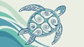 Stylized Sea Turtle with Abstract Flowing Waves, vector design Generative AI Royalty Free Stock Photo