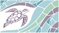 Stylized Sea Turtle within a Geometric Mosaic Pattern, vector design Generative AI Royalty Free Stock Photo