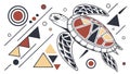 Stylized Sea Turtle with Geometric Patterns, vector design Generative AI Royalty Free Stock Photo