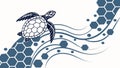 Stylized Sea Turtle with Hexagonal Pattern Flow, vector design Generative AI Royalty Free Stock Photo