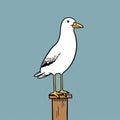 Minimalistic Seagull Cartoon Illustration With Mid-century Style