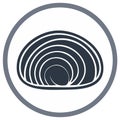 Stylized seashell icon or abstract wave logo in a circular frame Royalty Free Stock Photo