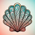 A stylized seashell illustration features ornate, swirling patterns. The shell\'s intricate Royalty Free Stock Photo
