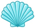 Stylized Seashell Illustration, Light Blue Clam Shell with Dark Blue Outline Royalty Free Stock Photo