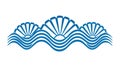 Stylized Seashell Wave Pattern Border, vector design Generative AI Royalty Free Stock Photo