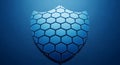 Abstract blue hexagonal shield symbol of protection and security Royalty Free Stock Photo