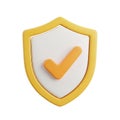 Yellow Shield Icon with White Check Mark Symbol on a White Background security protection Royalty Free Stock Photo