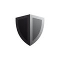 A stylized shield illustration featuring a two-tone design with black and grey sections. Royalty Free Stock Photo