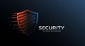 A stylized shield logo with gradient shading from red to blue against a dark background Royalty Free Stock Photo