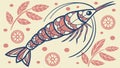 Stylized Shrimp, Vibrant Marine Life Illustration, vector design Generative AI Royalty Free Stock Photo