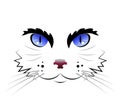 Stylized Siamese cat face on a white background