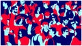 Stylized silhouette of crowd of people mixed group hanging out, chatting and drinking minimal flat design vector illustration Royalty Free Stock Photo
