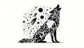Stylized silhouette of a howling wolf, composed of geometric t Royalty Free Stock Photo