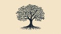 Stylized Silhouette Tree Of Life With Roots And Leaves Royalty Free Stock Photo