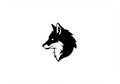Stylized silhouette of a wolf\'s head, depicted in black against a Royalty Free Stock Photo