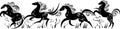 Stylized silhouettes of running horses Royalty Free Stock Photo