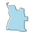 Stylized simple outline map of Angola icon. Blue sketch map of Angola vector illustration Royalty Free Stock Photo