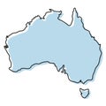 Stylized simple outline map of Australia icon. Blue sketch map of Australia vector illustration Royalty Free Stock Photo