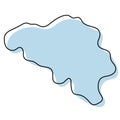 Stylized simple outline map of Belgium icon. Blue sketch map of Belgium vector illustration