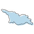 Stylized simple outline map of Georgia icon. Blue sketch map of Georgia vector illustration