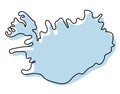 Stylized simple outline map of Iceland icon. Blue sketch map of Iceland vector illustration