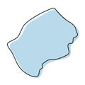 Stylized simple outline map of Lesotho icon. Blue sketch map of Lesotho vector illustration