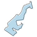 Stylized simple outline map of Monaco icon. Blue sketch map of Monaco vector illustration