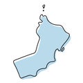 Stylized simple outline map of Oman icon. Blue sketch map of Oman vector illustration