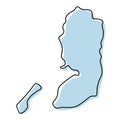 Stylized simple outline map of Palestine icon. Blue sketch map of Palestine vector illustration