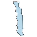 Stylized simple outline map of Togo icon. Blue sketch map of Togo vector illustration