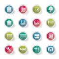 Stylized Simple Real Estate Icons over colored background Royalty Free Stock Photo