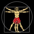 Stylized sketch of the Vitruvian man or Leonardo`s man. Homo vitruviano