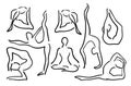 Stylized Sketch Yoga Poses - vector illustration