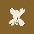 Stylized skull with bones - in brown shades.