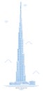 Stylized skyscraper, Burj Khalifa, freehand design. Dubai. United Arab Emirates