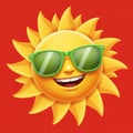 A stylized, smiling sun character with exaggerated yellow rays and a textured surface. Royalty Free Stock Photo
