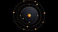 Stylized Solar System with Orbital Paths of Planets on a Black Background Royalty Free Stock Photo