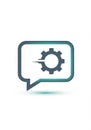 A stylized speech bubble contains a gear icon, symbolizing settings or technical Royalty Free Stock Photo