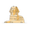 Stylized Sphinx illustration with yellow hue and dark lines ancient Egypt statue monument Royalty Free Stock Photo