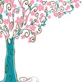 Stylized Spring Tree with Blooming Flowers
