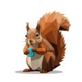 A Stylized Squirrel with a Geometric, Low-Poly Design Holding an Acorn, vector design Generative AI Royalty Free Stock Photo