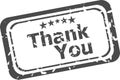 Stylized stamp showing the term thank you. All on white background