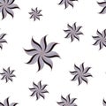Stylized star anise seamless pattern. Gray elements on white.