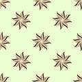 Stylized Star Anise Seamless Pattern. Light Background. Abstract