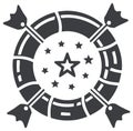 Stylized Star Target with Arrows, Abstract Graphic Design, Isolated Emblem Royalty Free Stock Photo